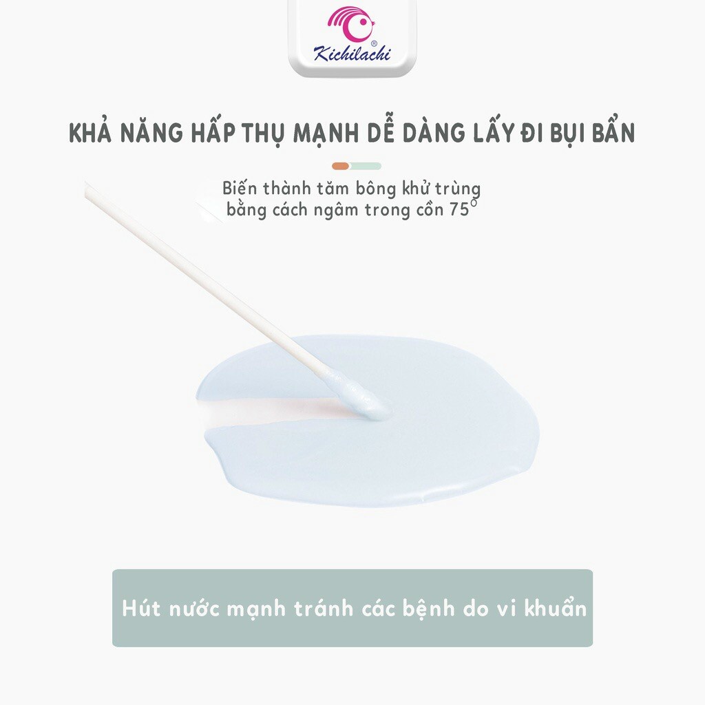 Tăm Bông Sơ Sinh Newborn Hình Hươu Kichilachi Chính Hãng cho bé yêu