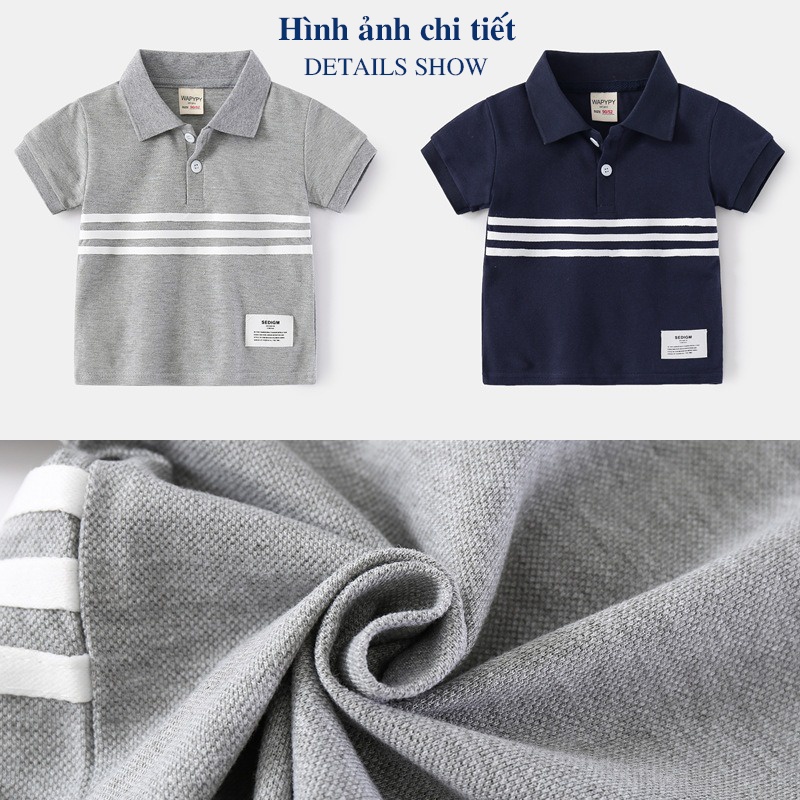 Áo Polo bé trai WAPYPY áo có cổ cho bé họa tiết chất cotton hàng xuất Âu Mỹ