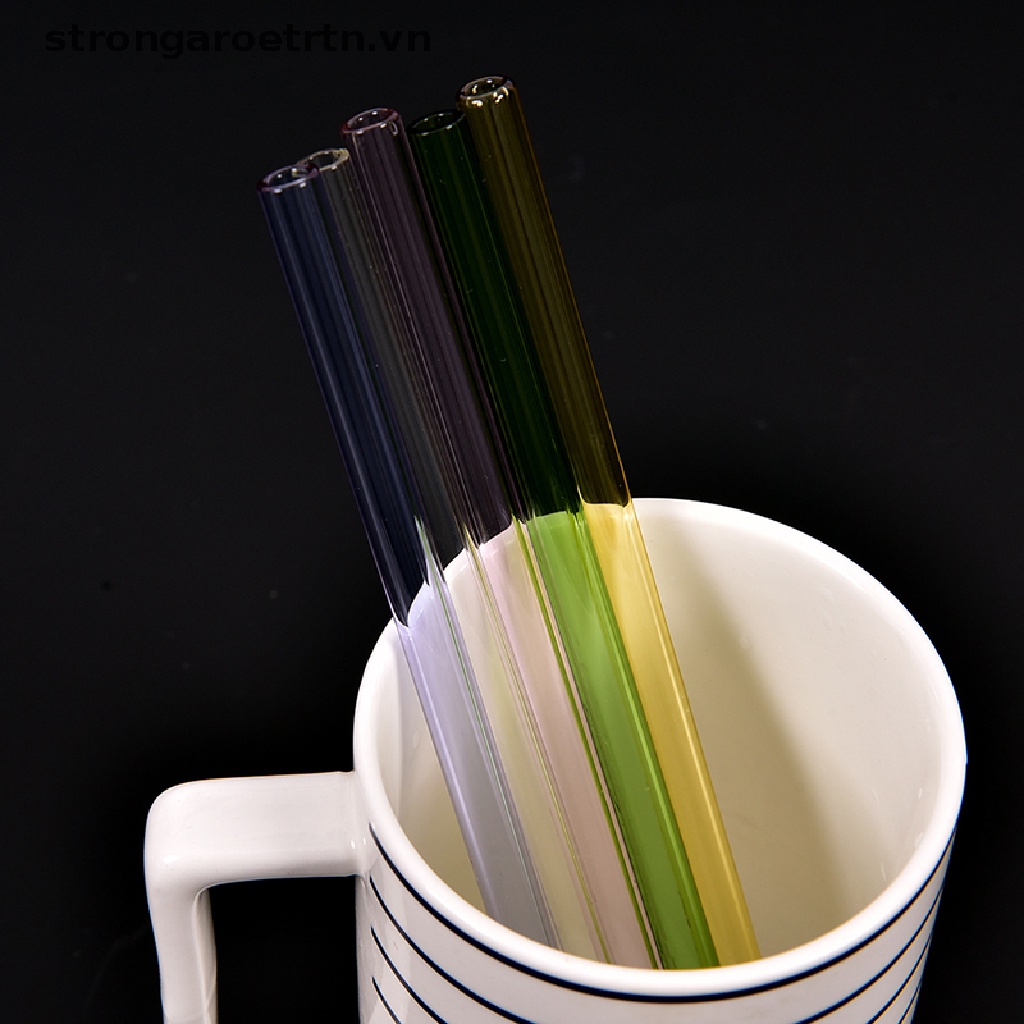 Reusable Straight Pyrex Glass Drinking Straw for Wedding Birthday Party 5 Colors .