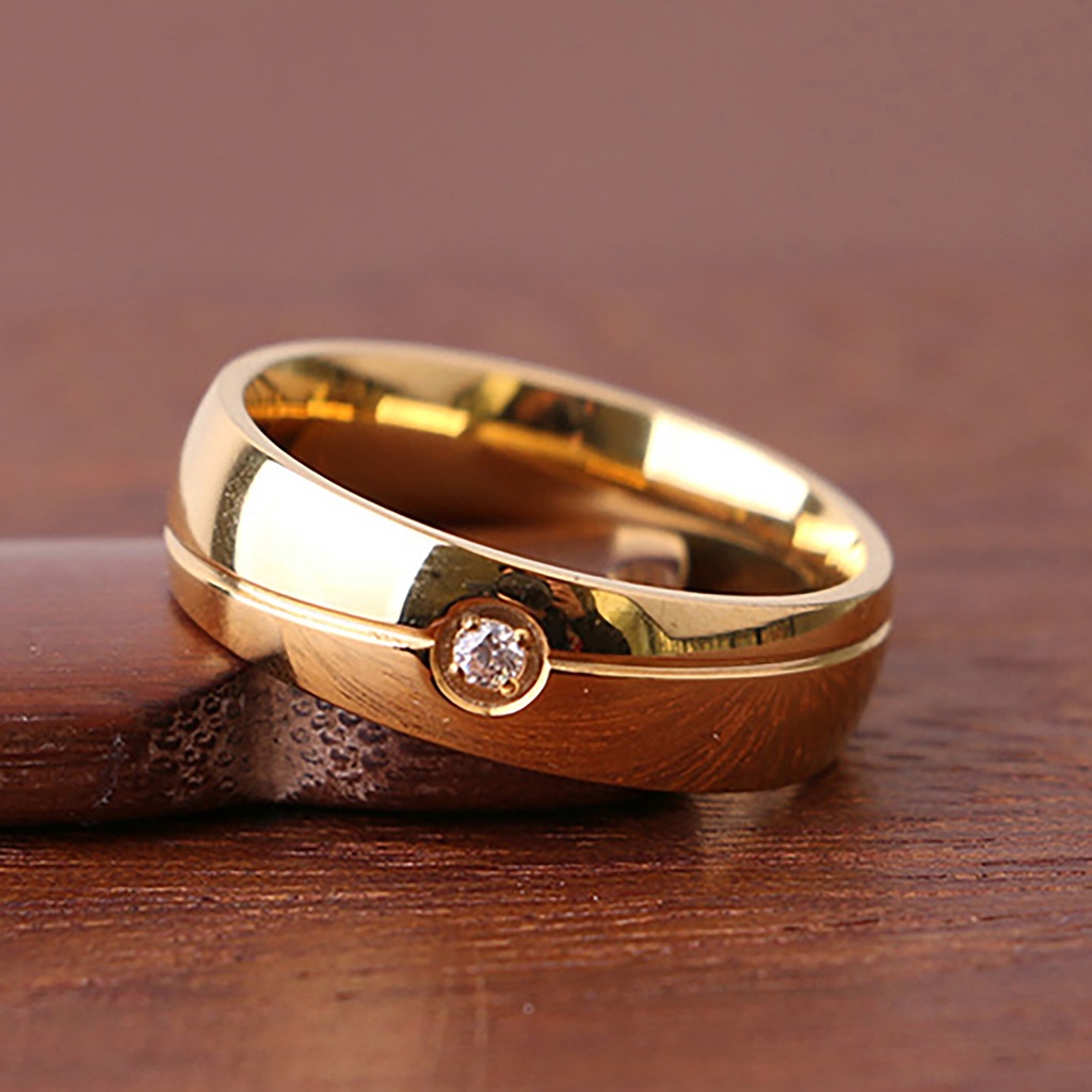 Nhẫn titan đính đá đơn giản (Size 6-11)