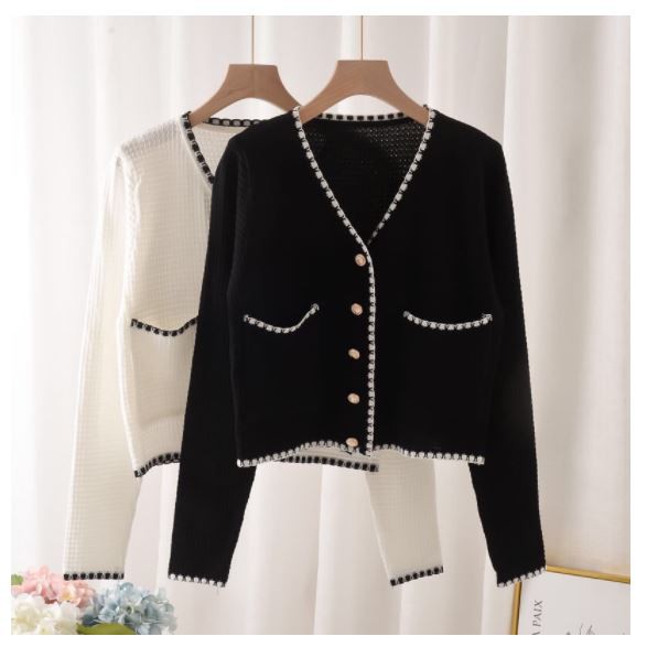 Áo Cardigan Dệt Kim Cổ Chữ V Lưng Cao Thời Trang Mùa Thu Cho Nữ