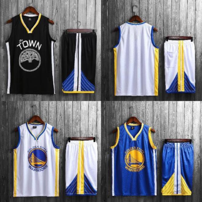 Bộ quần áo bóng rổ NBA Golden State Warrriors GSW trơn không số hàng đẹp nam nữ vải mè thoáng mát tốt  ཾ ་