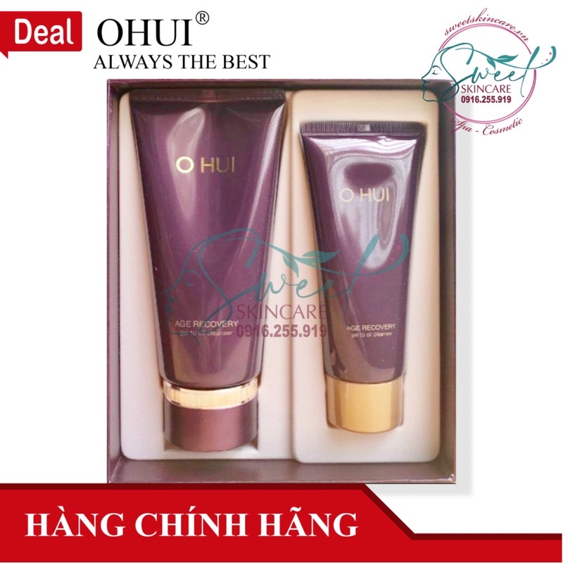 Set sữa rửa mặt Ohui Baby Collagen Age Recovery chống lão hóa mới nhất giảm nếp nhăn O Hui Tím