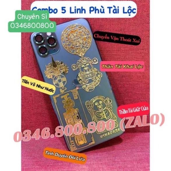TRỢ GIÁ COMBO 5 Miếng dán điện thoại tài lộc lung linh phù hợp mang tới May Mắn - Sức Khỏe - Phong Thủy