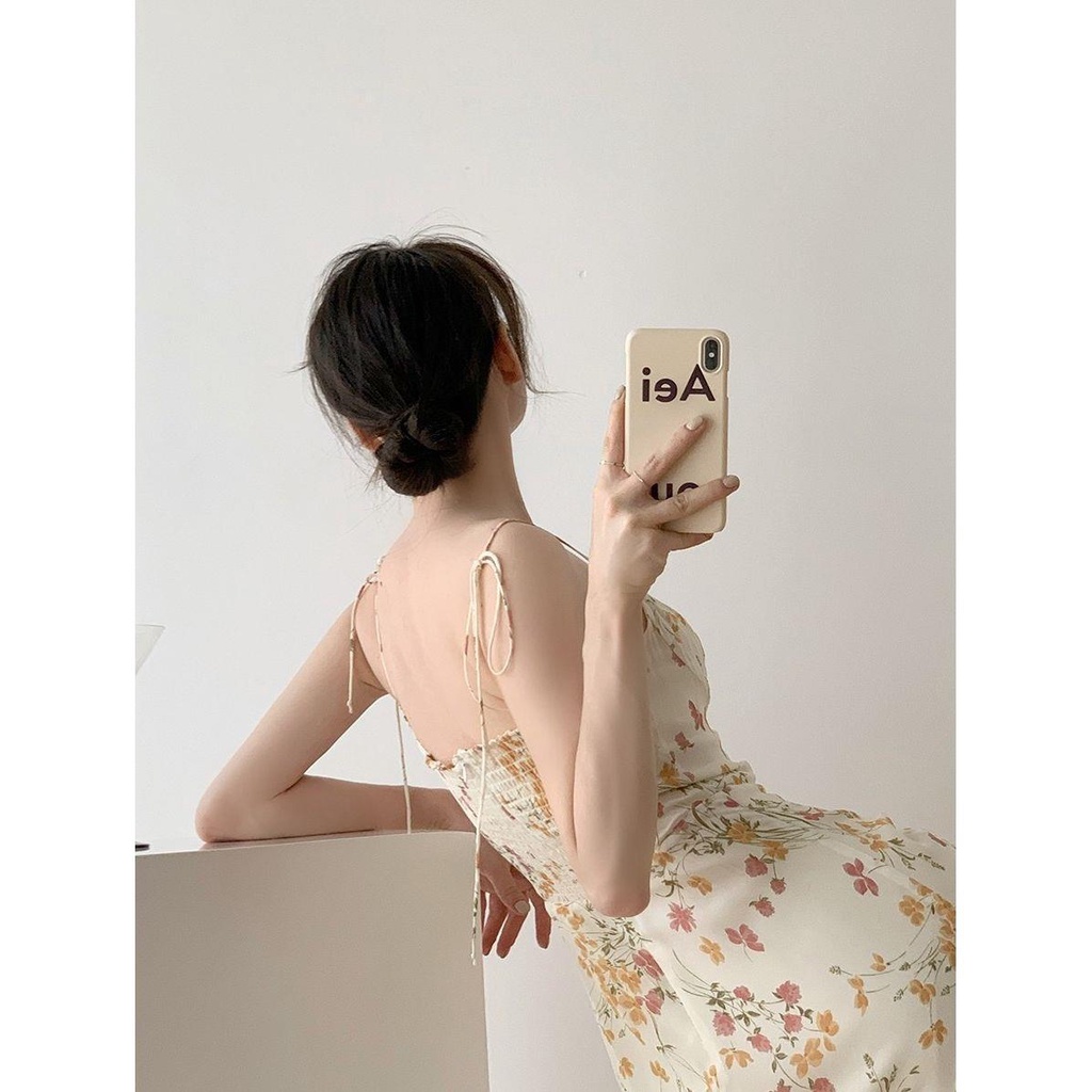 Đầm Voan Hoa Hai Dây Dáng Dài Xẻ Tà Thời Trang Xuân Hè Gợi Cảm Cho Nữ