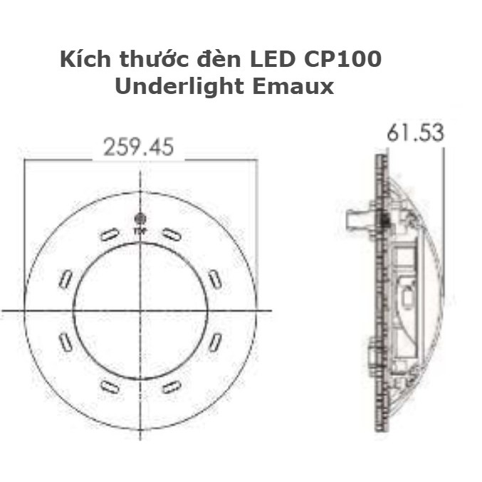 Đèn LED Emaux CP-100 - 8W/12V - đèn led dưới nước - đèn hồ bơi - ánh sáng trắng - dùng trang trí hồ bơi, hồ cá - thiết b