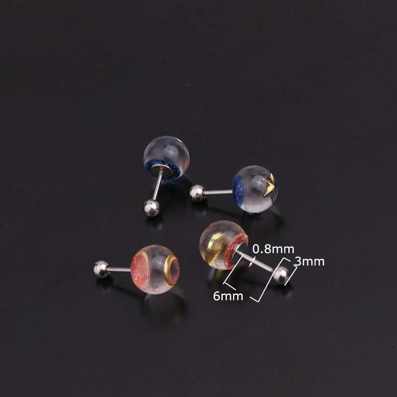 1 Chiếc Hoa Tai Dài 6mm Bằng Thép Không Gỉ Đính Pha Lê