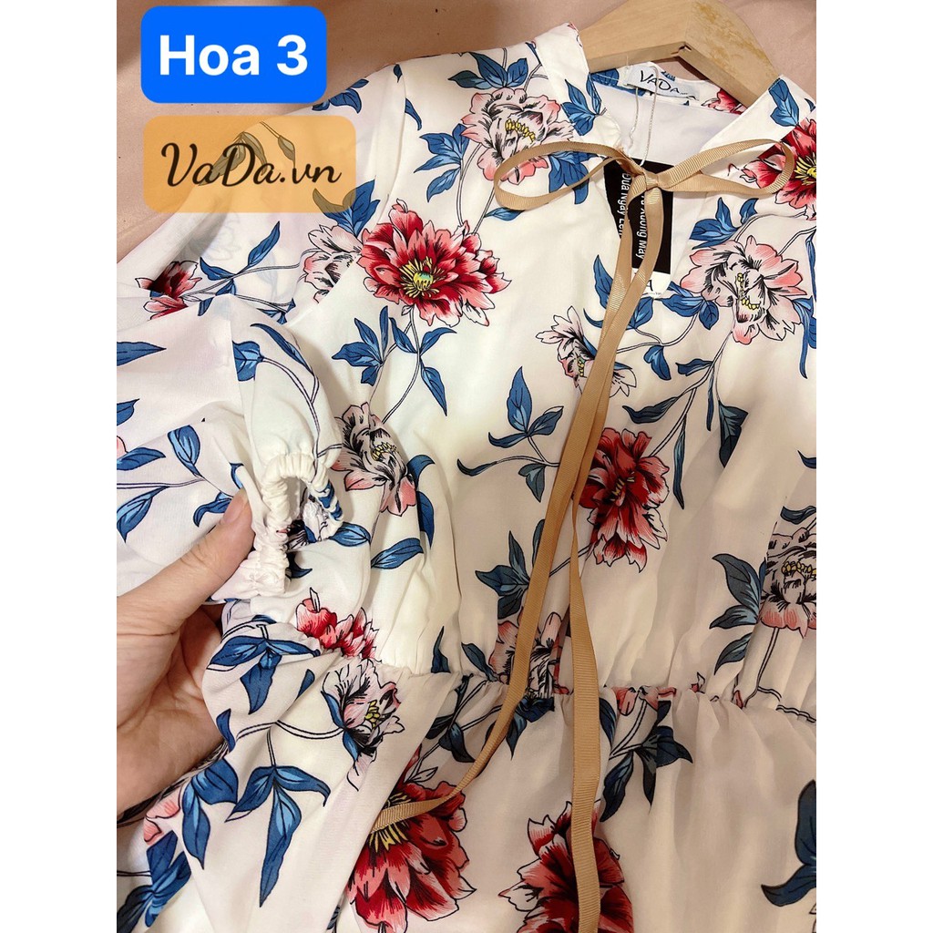 Đầm xoè Hoa cổ nơ dạo phố ,đi biển đẹp ngất ngây 2021 - Thời Trang VADA - Đ37