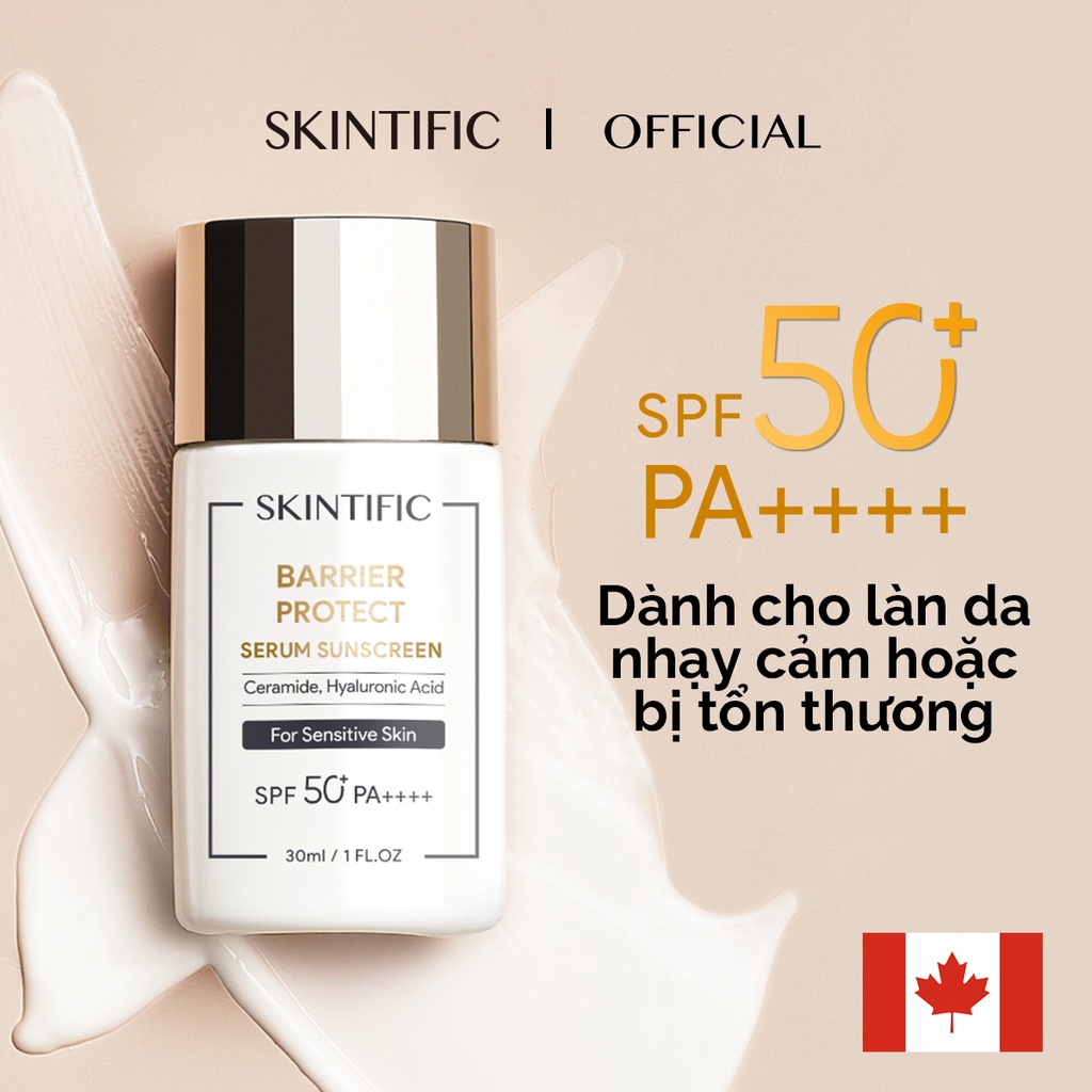 SKINTIFIC - Kem chống nắng bảo vệ hàng rào da SPF50 PA ++++ 30ML Sunscreen Dành cho da bị tổn thương làn da nhạy cảm