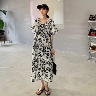 Đầm thụng ulzzang họa tiết đen trắng-kèm hình thật