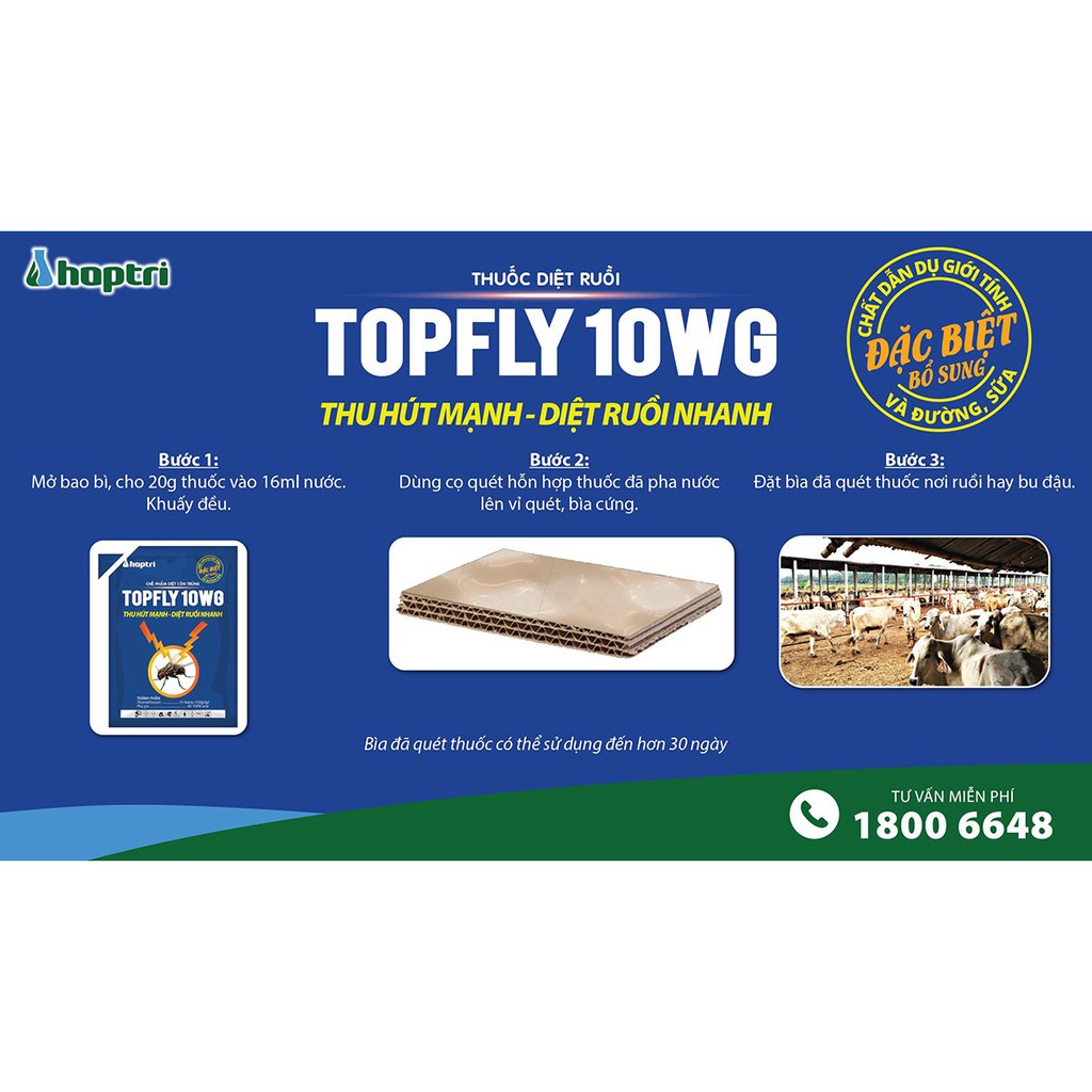 Thuốc diệt ruồi TOPFLY 10WG THU HÚT MẠNH – DIỆT RUỒI NHANH ( Gói 20g )