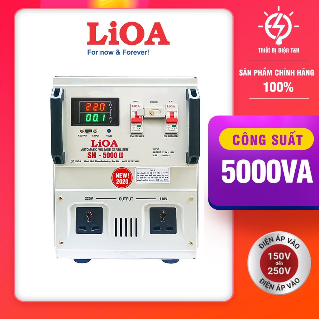 Ổn áp Lioa 5kva, 1 pha, dải điện 150v, SH-5000II