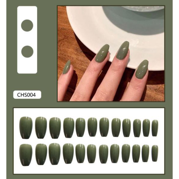 (TẶNG KEO DÁN) Bộ 24 Móng Tay Giả Dài Siêu Hot Chống Nước Nhiều Màu Siêu Hot CHS
