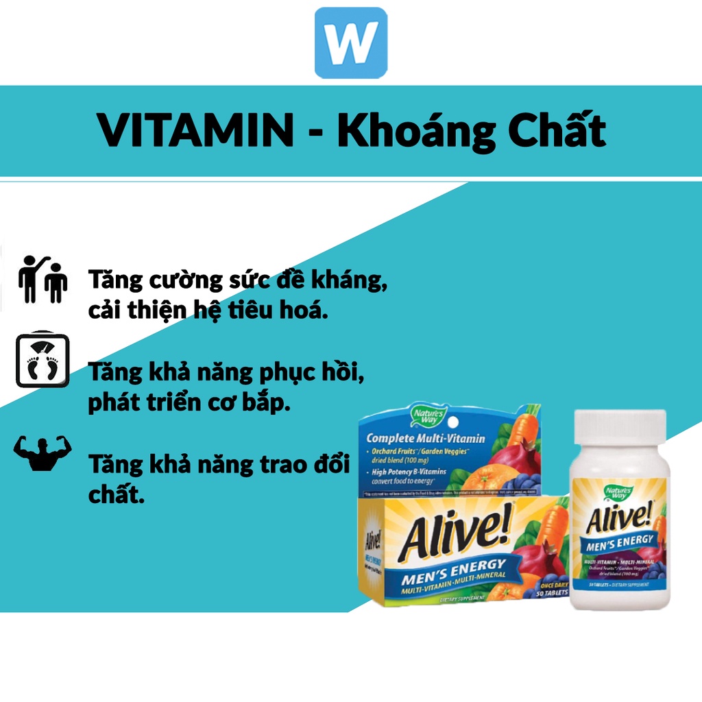MULTI VITAMIN ALIVE MEN 50 Viên - Vitamin Tổng Hợp Dành Cho Nam, Tăng Đề Kháng,Bổ Sung Khoáng Chất