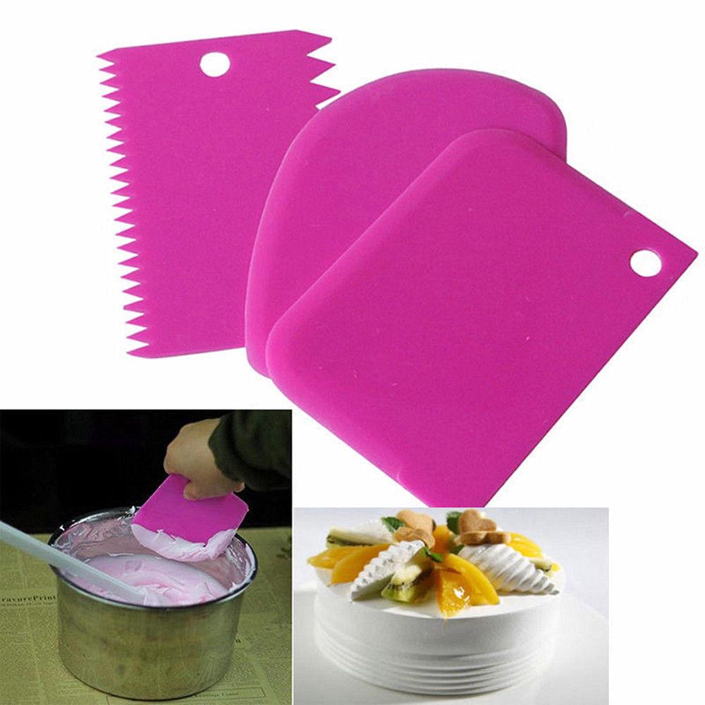 3pcs Set Plastic Dough Icing Fondant Scraper Cake