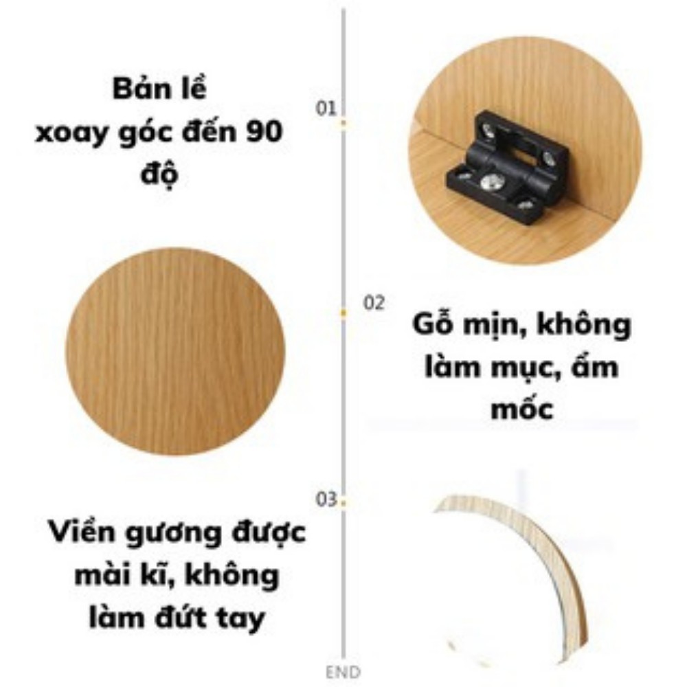 Gương để bàn trang điểm gỗ mini nhỏ gọn tiện lợi phong cách Hàn Quốc TIME HOME