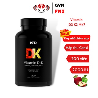 Vitamin D3 K2 Mk7 2000 IU (200 Viên) KFD NUTRITION Bổ Sung Vitamin Cho Xương Chắc Khỏe