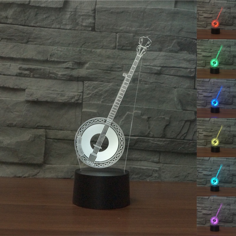 Đèn ngủ Huqin 7 màu Nhạc cụ chuyển màu Đèn bàn LED USB