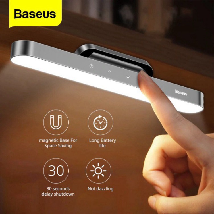 Đèn Led Tích Điện Gắn Nam Châm 3 Chế Độ Sáng Baseus Đèn Led Treo Không Dây 1800mah Cảm Ứng Dán Tường Màu Xám - TopEcom
