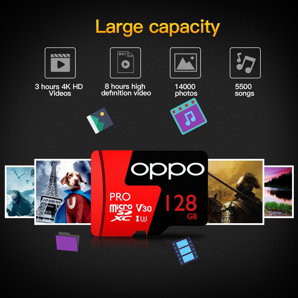 Thẻ nhớ OPPO MicroSD U3 V30 Sdhc/Sdxc TF dung lượng 1TB 512TB 256TB 128TB chất lượng cao | BigBuy360 - bigbuy360.vn