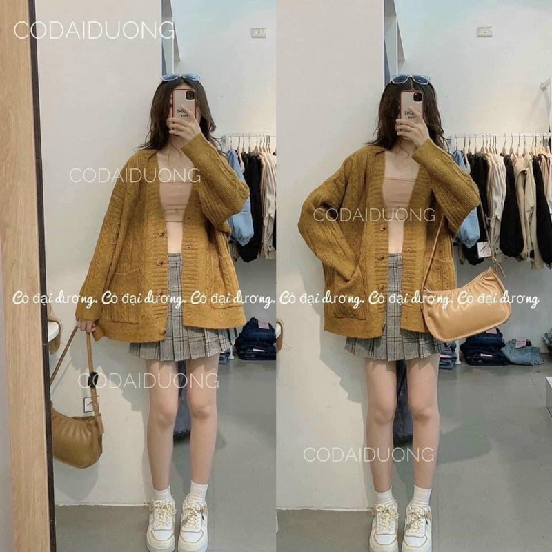 Áo khoác len cardigan quảng châu hai túi vintage siêu đẹp