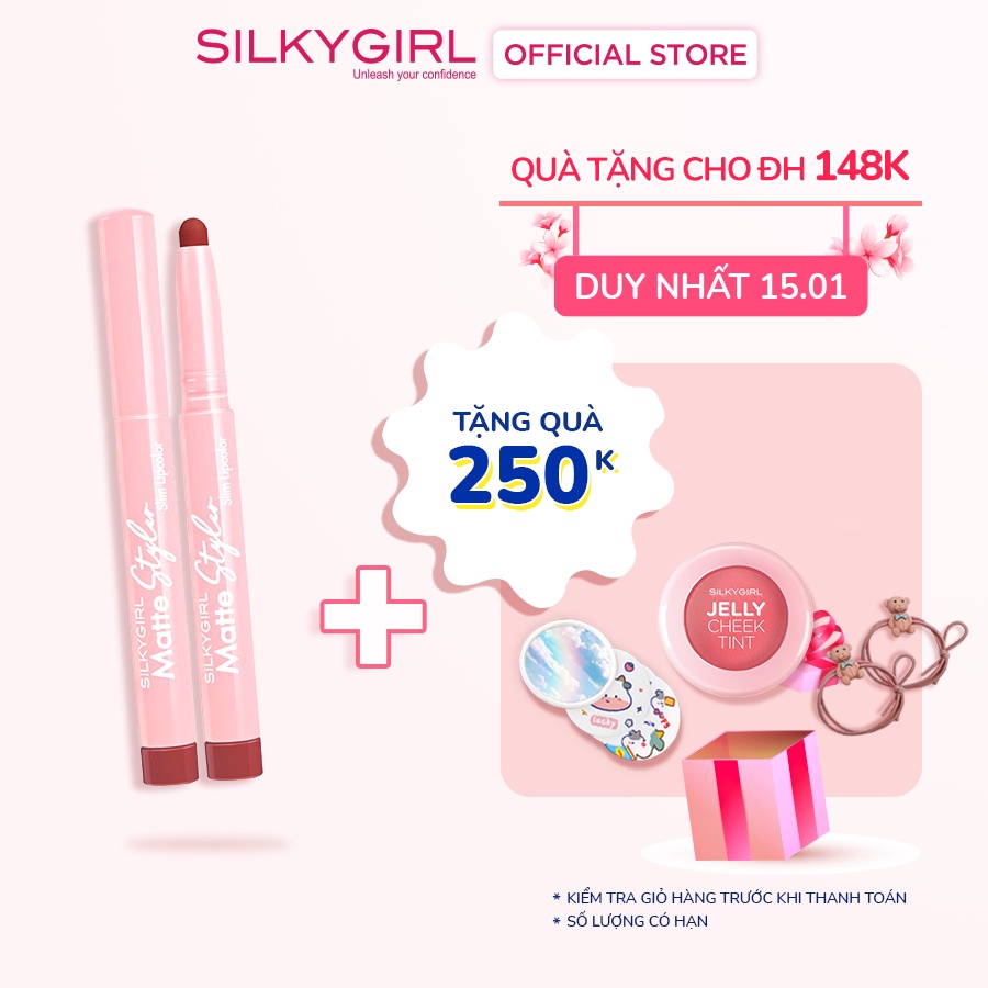 Son Bút Chì Mịn Mượt Lâu Phai Silkygirl Matte Styler Slim Lipcolor 1,4g