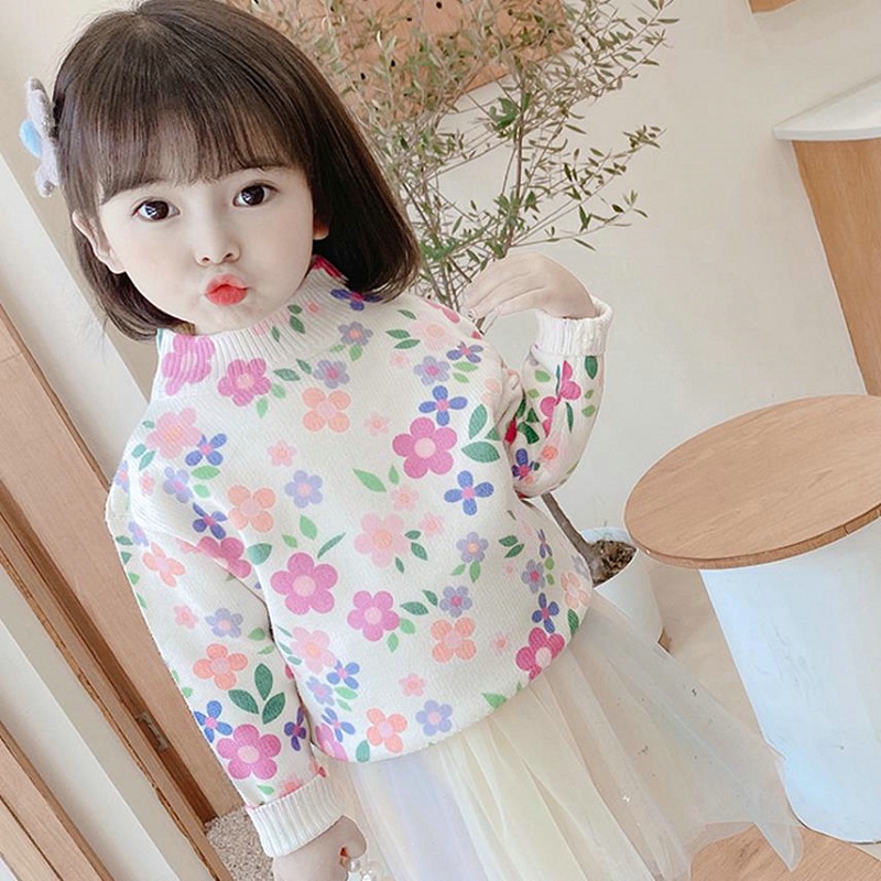 Áo len bé gái siêu đẹp Áo len trẻ em Kunkid