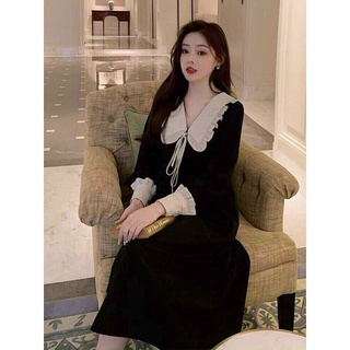 Đầm Tiểu Thư Cổ Sen Bèo Tay Dài Form Dài TTP STORE