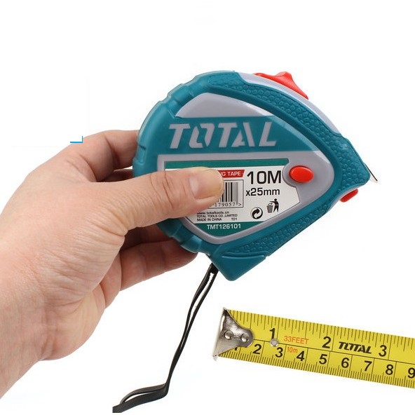 Thước cuộn thép nền vàng 10 Mét Total TMT126101