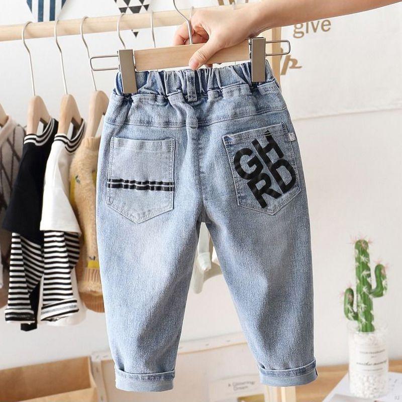 Quần Jeans Dài In Chữ Thời Trang Cho Bé