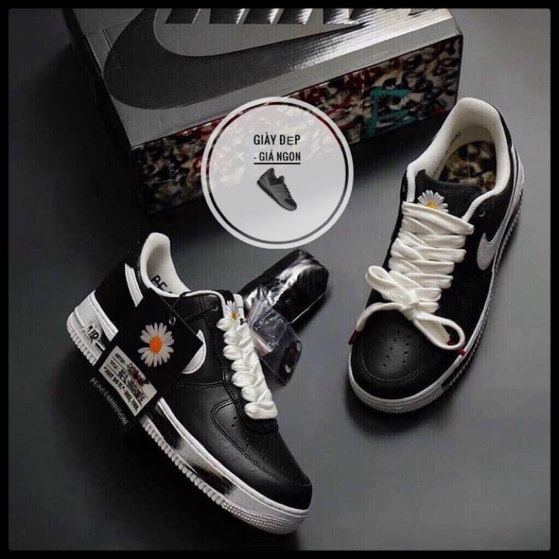 (Shop Giày Đẹp Giá Ngon) Giày Air Force 1 Paranoise đen hoa cúc full box +bill