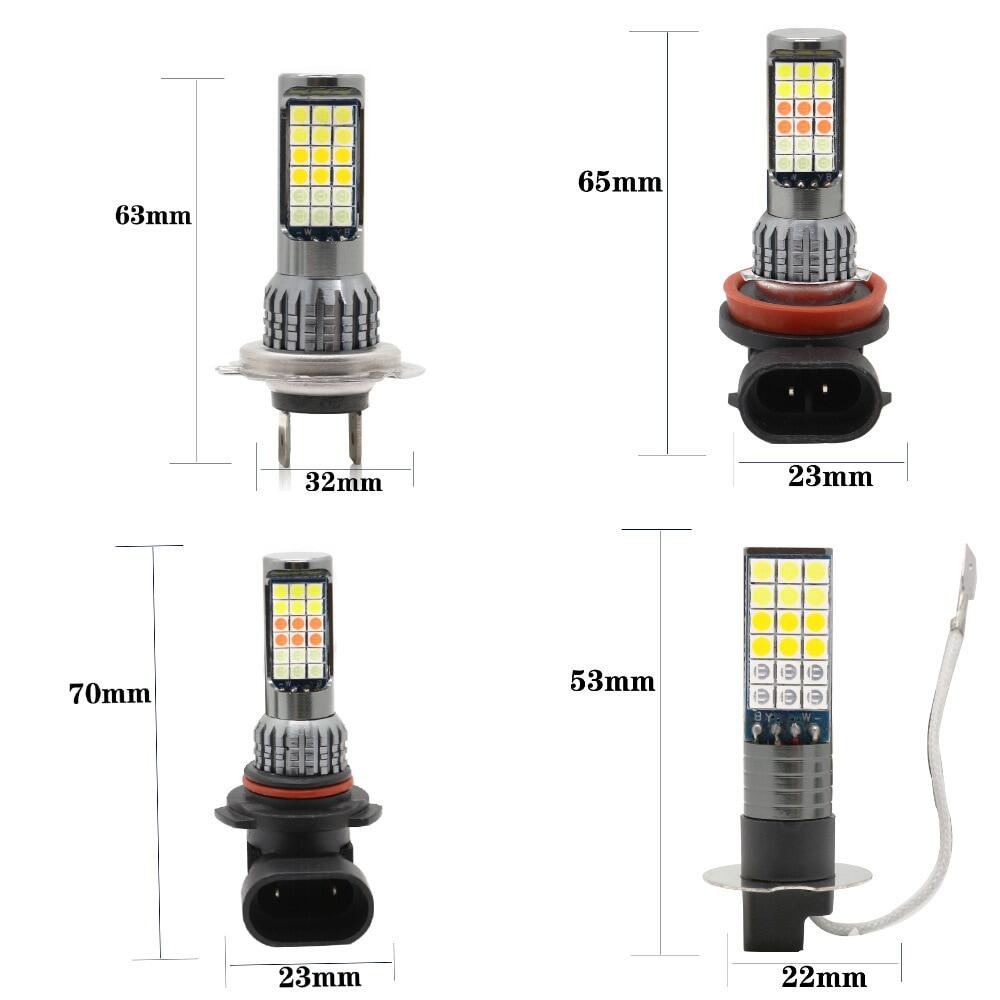 Set 2 Đèn LED Sương Mù 3 Màu H11 H7 H4 9006 H3 H8 HB3 HB4 Màu Xanh Dương Chanh Trắng