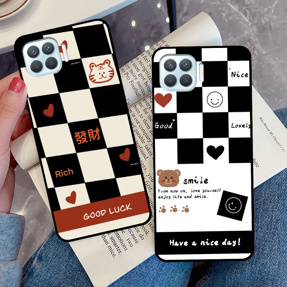 Ốp Oppo A73 / A93 in hình sọc caro, họa tiết đen trắng dễ thương