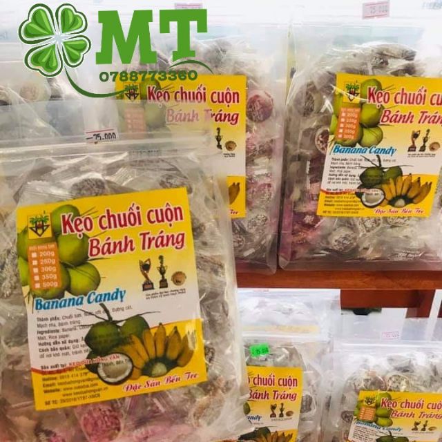 Kẹo chuối cuộn bánh tráng Hồng Vân 500g