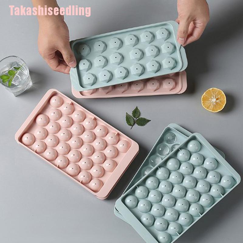 Khay nhựa làm đá viên có nắp đậy tiện dụng màu xanh dương / hồng xinh xắn