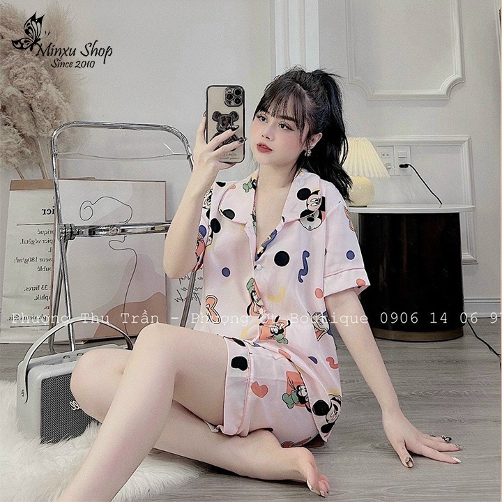 Đồ Ngủ Pijama Quần Lửng Tay Ngắn Vải Lụa Mango Mềm Mịn Siêu Xinh, Phom Thoải Mái Rộng Rãi Mã PB