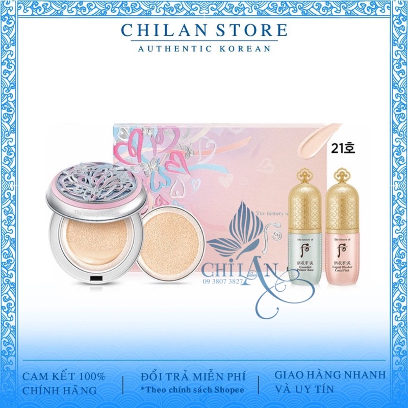 [CHÍNH HÃNG] Set Phấn Nước Trắng Da Hoàng Cung Whoo Phiên Bản Hoa Anh Đào 30gr Tặng Kèm Kem Lót