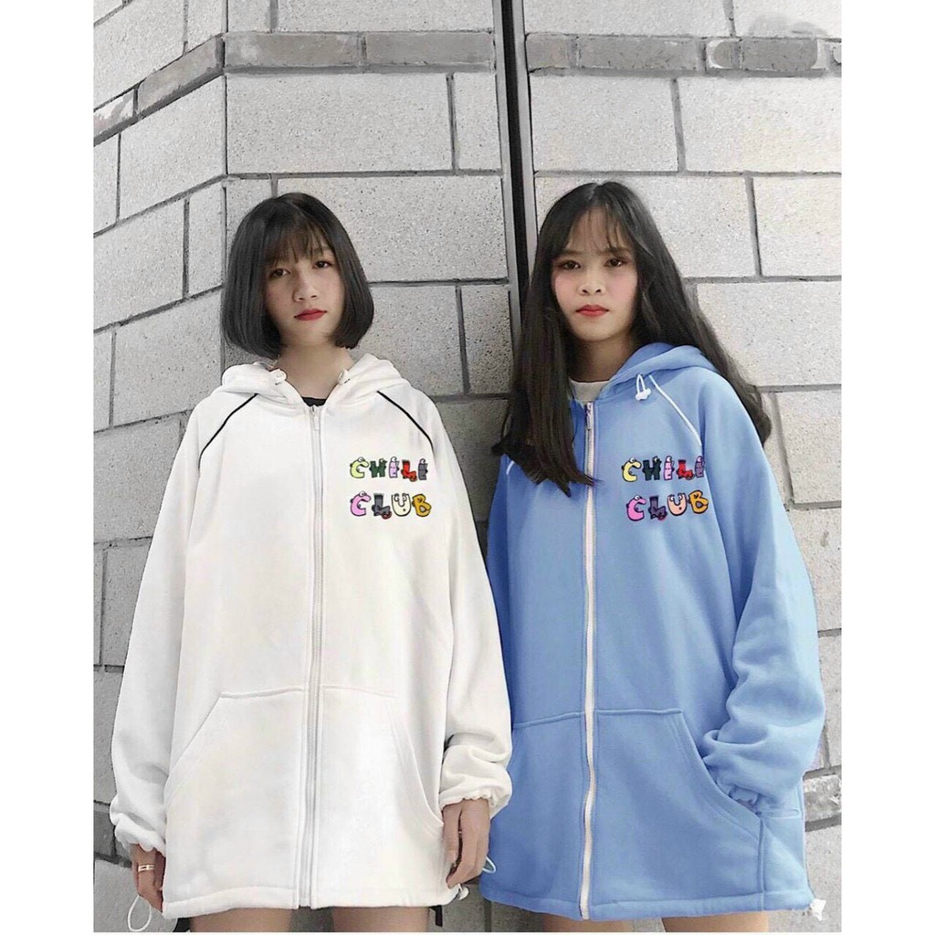 Áo khoác hoodie Chống Nắng Cho nam nữ in hình Chili Club, unisex form rộng có Dây Kéo ulzzang ảnh thật 123SHOP