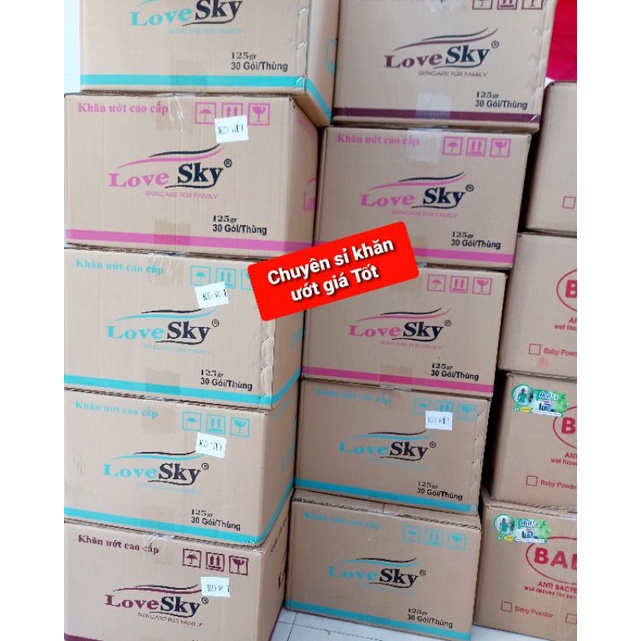 Khăn ướt Love Sky 125g KHÔNG MÙI Bịch Lớn.