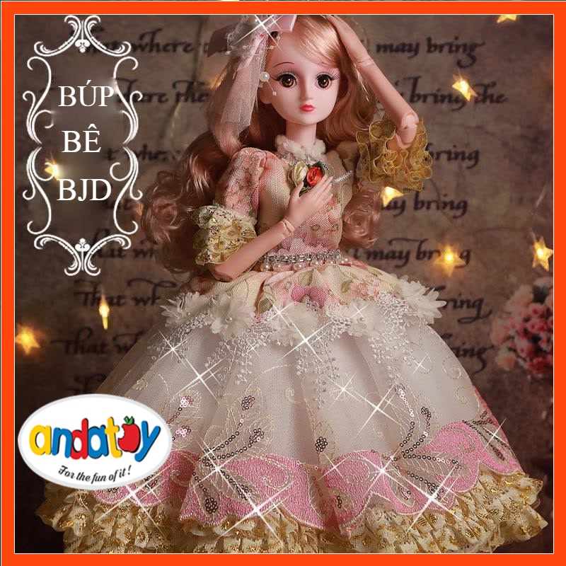Đồ chơi cho bé gái búp bê barbie 60cm công chúa bjd xinh đẹp quà sinh nhật ANDATOY AD952