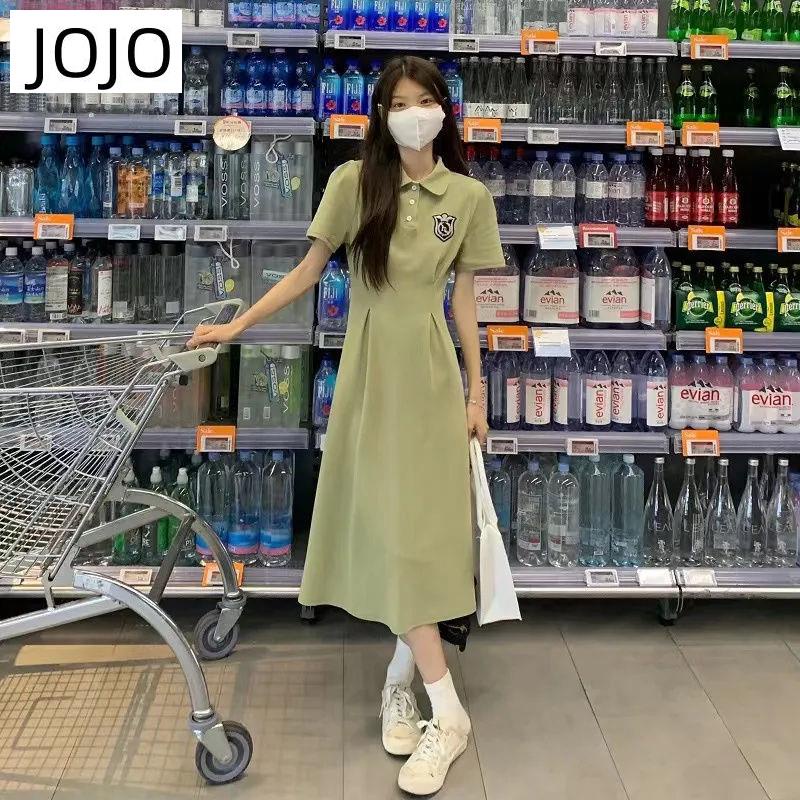 Đầm polo Dáng Dài Vừa Vặn Eo Cao Phong Cách Preppy Hàn Quốc Tinh Khiết Phong Cách Mới