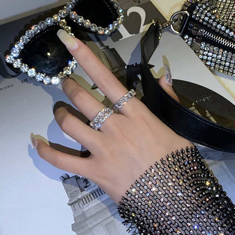 Nhẫn Kim Cương Pha Lê Bạc 925 Thiết Kế Sang Trọng Thời Trang Cho Nữ