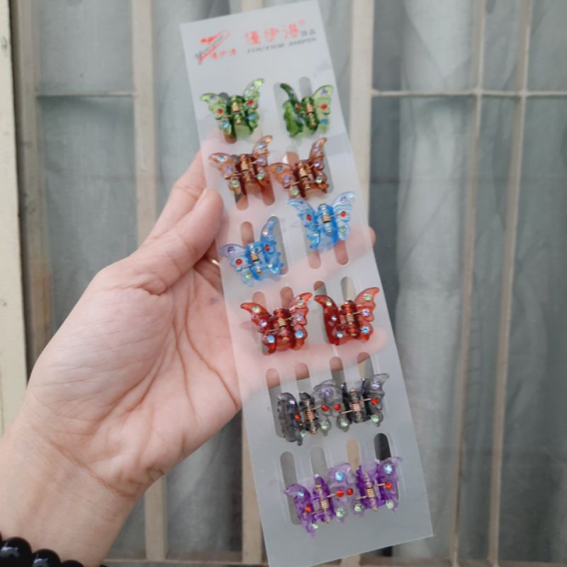 Vỉ 12 kẹp bướm nhí đỉnh (6 màu)