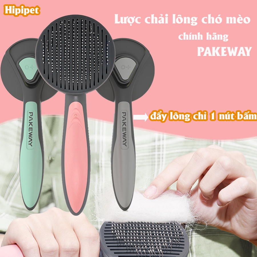Lược Chải Lông Mèo Có Nút Bấm T9 PAKEWAY đẩy lông nhanh chất liệu cao cấp - HIPIPET