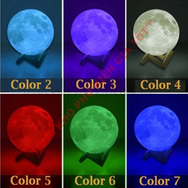 Đèn ngủ mặt trăng Moonlight 3D; đủ màu size 10cm, 12cm, 15cm, 18cm, 20cm có điều khiển, tặng đế gỗ, dây sạc