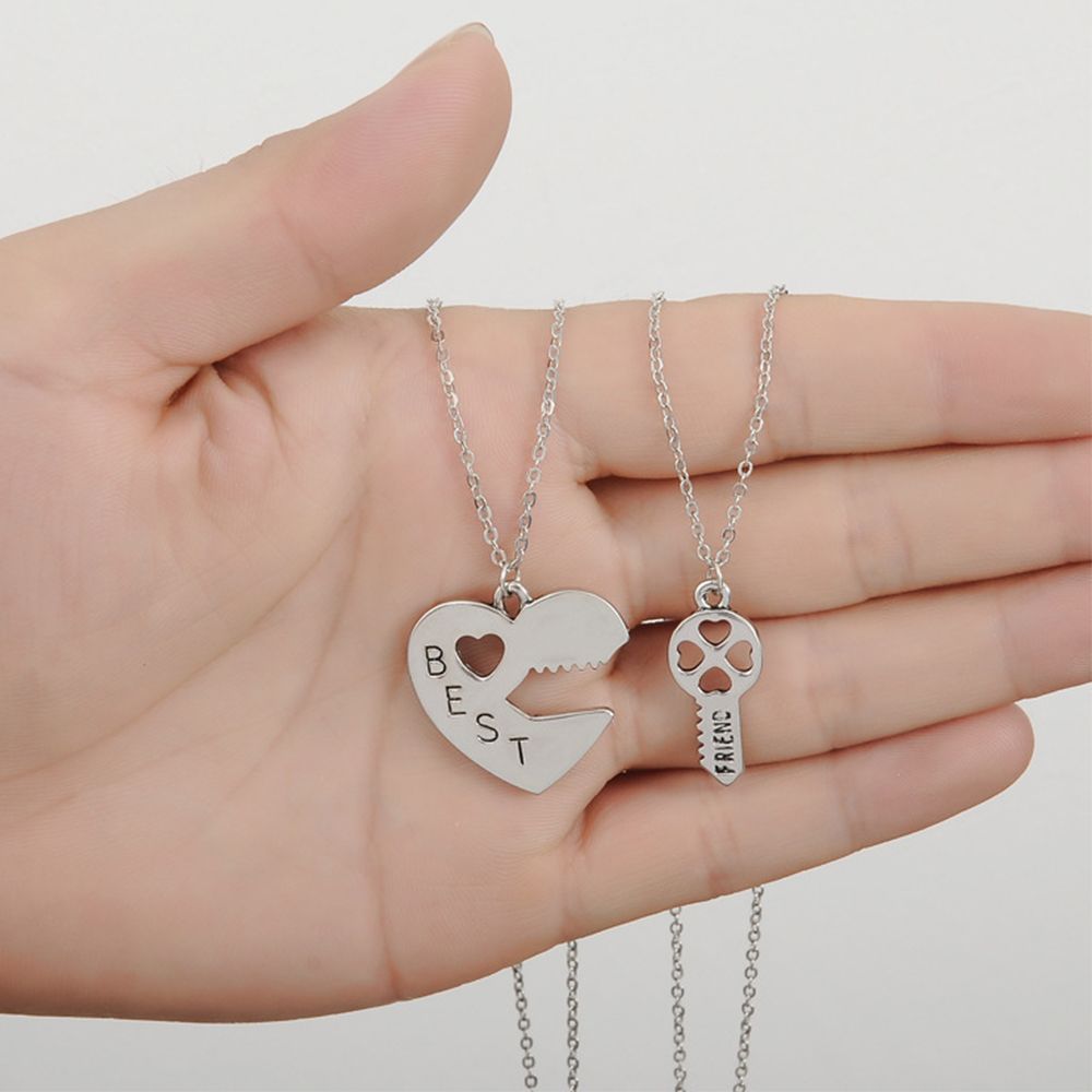 Set 2 dây chuyền mặt hình trái tim và chìa khóa xinh xắn cho đôi bạn thân