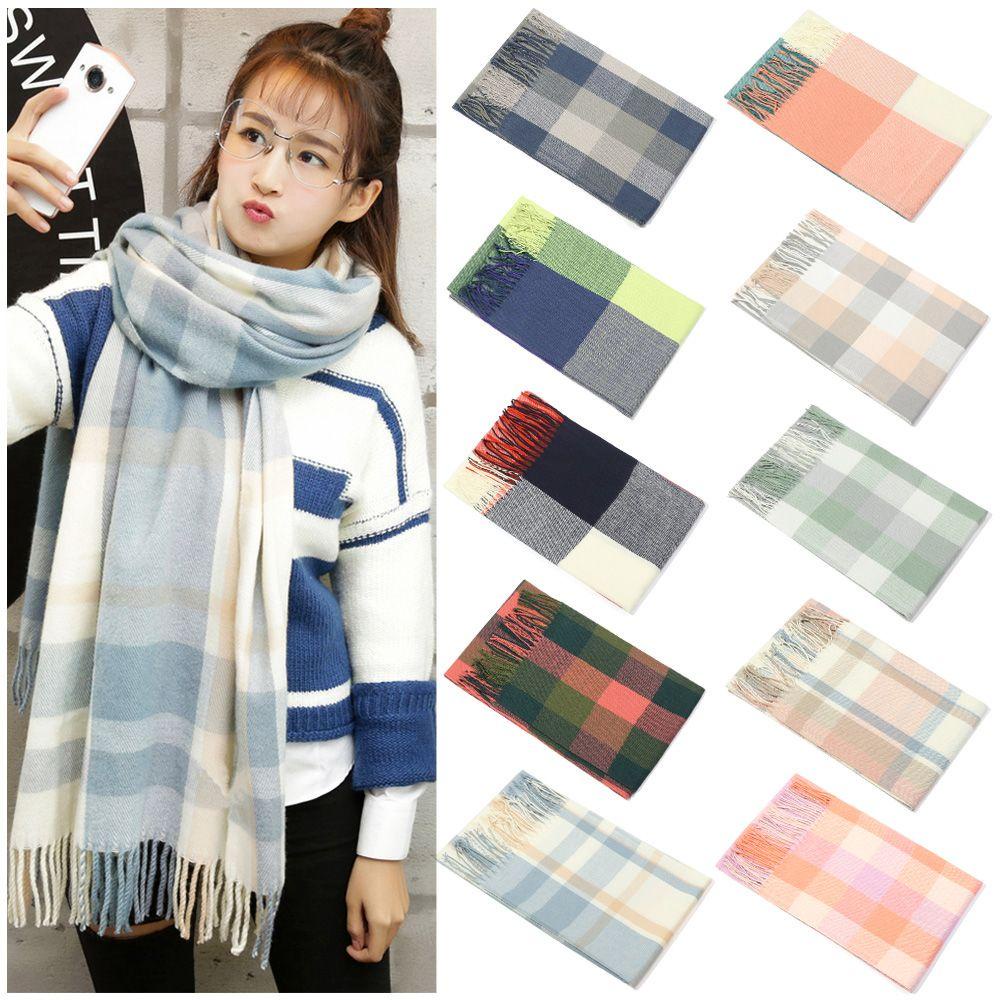 Khăn Choàng Cổ Vải Cashmere Họa Tiết Kẻ Sọc Thời Trang Dành Cho Nữ