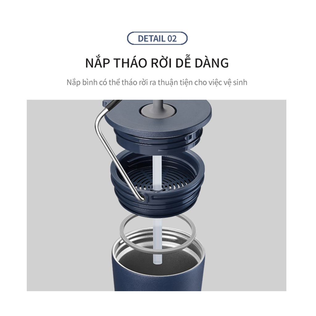 Bình Giữ Nhiệt Có Ống Hút Lock&amp;Lock Bucket Tumbler With Straw LHC4268 540ml - Hàng Chính Hãng