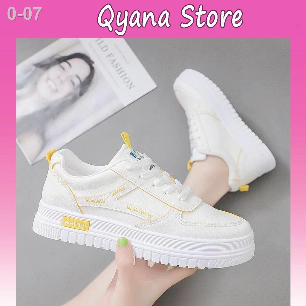 Giày Thể Thao Sneaker Nữ trắng đi học giá rẻ đẹp thời trang viền vàng hồng Qyana Store 201