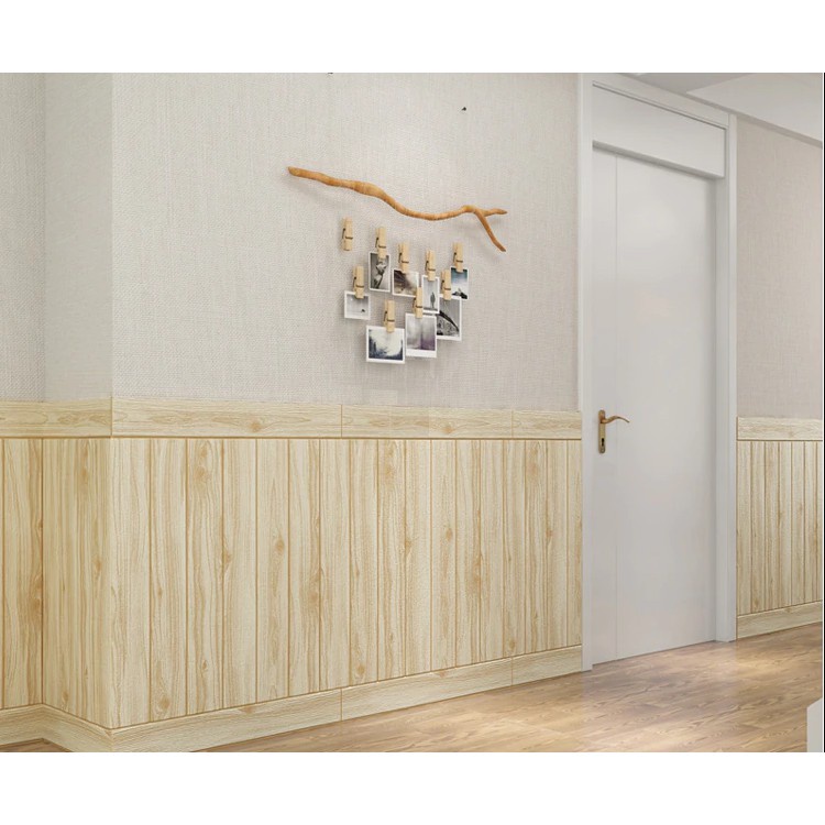 Xốp Dán Tường Giả Gỗ Thông 3D Sang Xịn 70x77cm - Loại 1